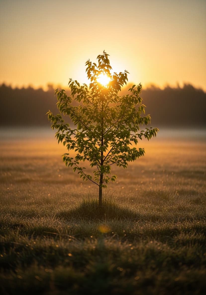 Junger Baum im Morgenlicht
